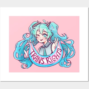 miku says trans rights! Posters and Art